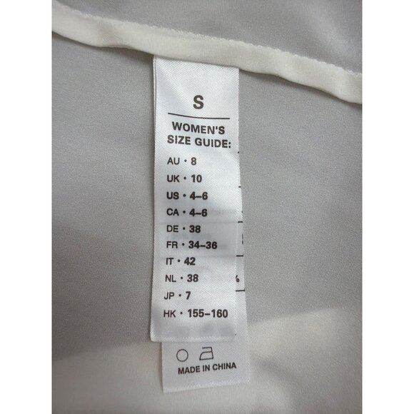 Lilysilk Womens White Long-Sleeve Button-Up Blouse Black Bow Detail Sz S - Picture 9 of 11